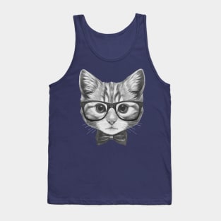 Cat with glasses and bow tie Tank Top